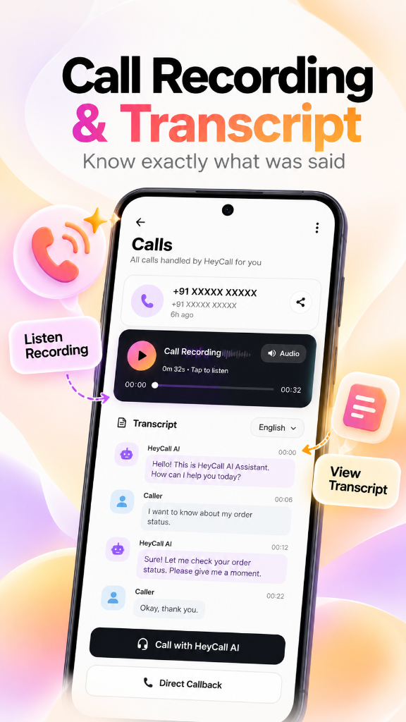 Call Recording and Transcripts Preview